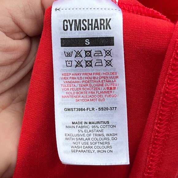 Gymshark Red Cotton Logo Short Sleeve T Shirt Size S - Picture 5 of 8